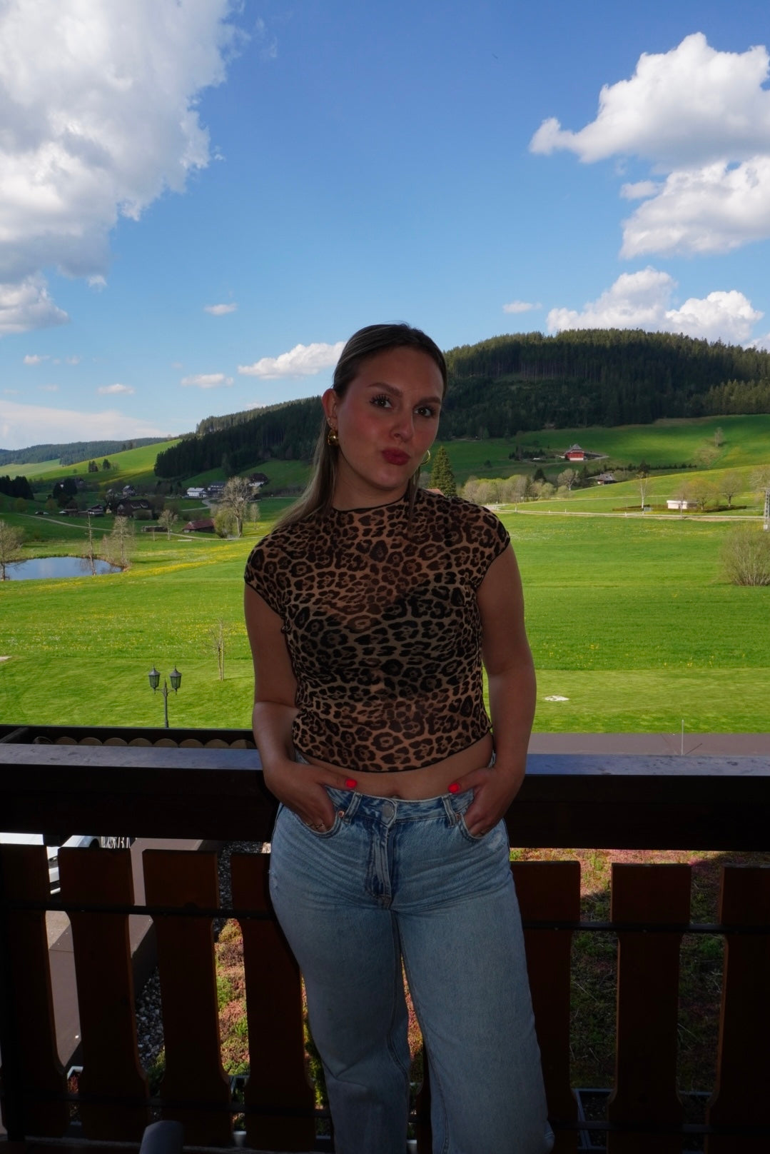 Panterprint mesh top - Brown
