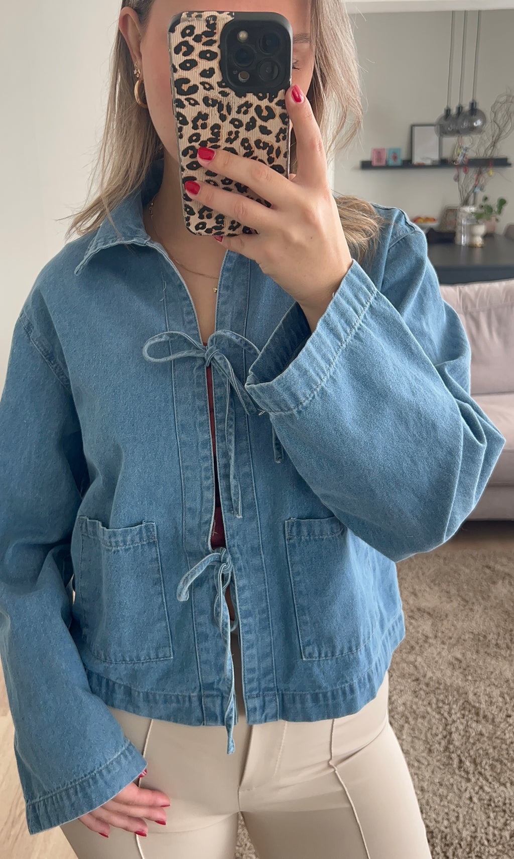 Bow denim jacket - Blue
