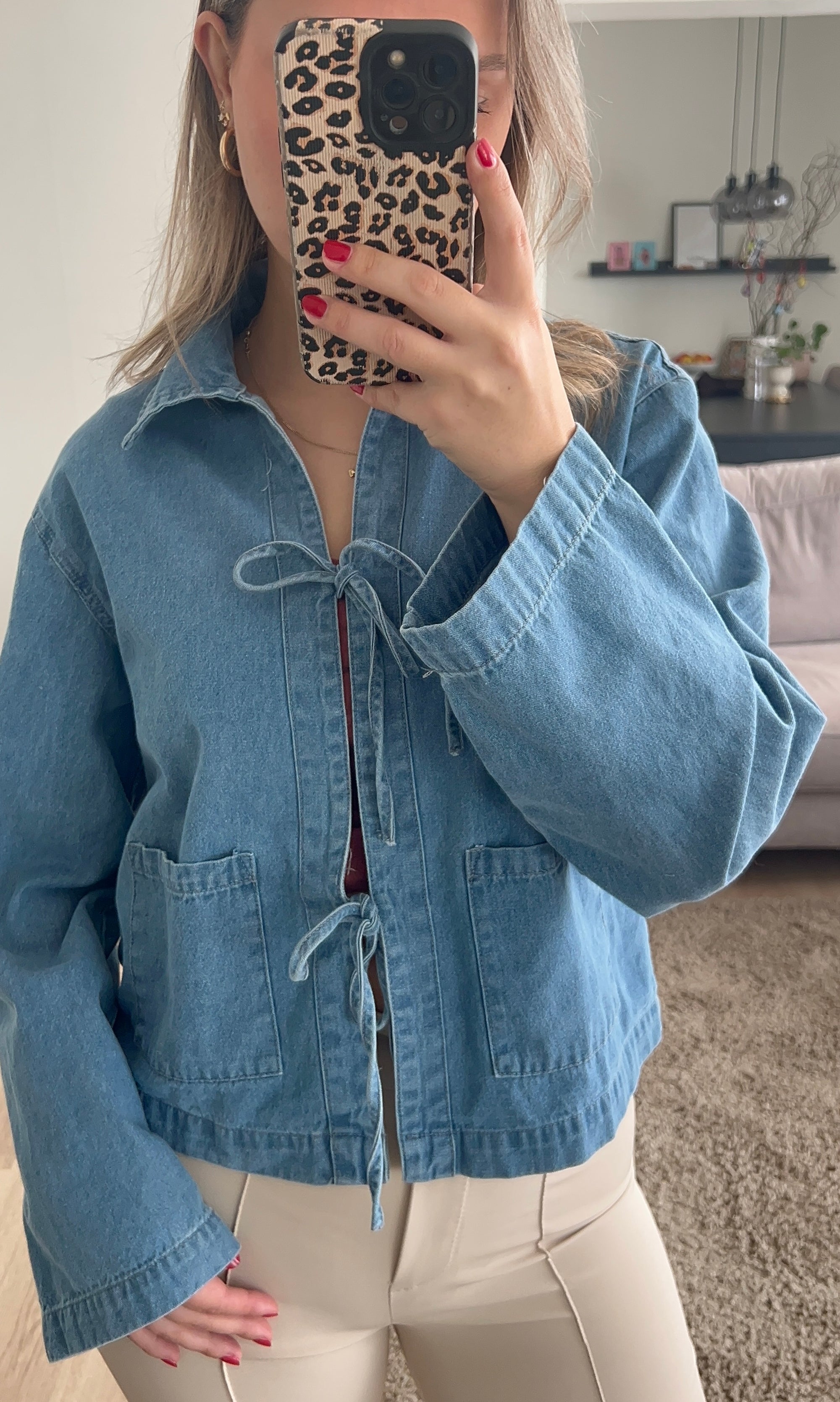 Bow denim jacket - Blue
