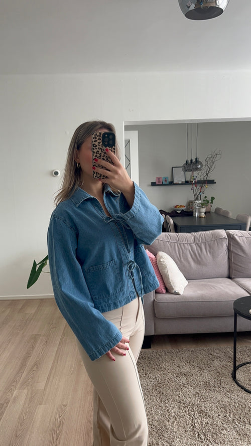 Bow denim jacket - Blue