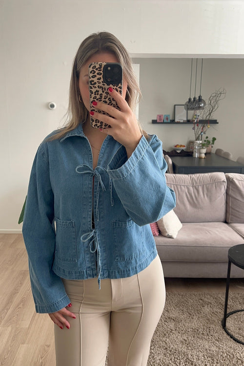 Bow denim jacket - Blue