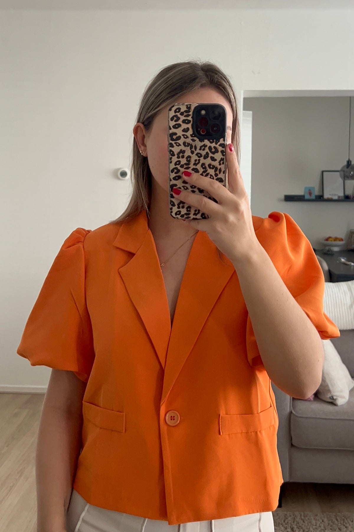 Olivia crop puff blazer - Orange