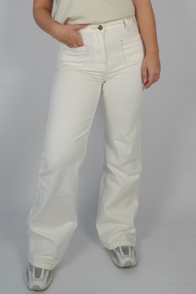 Wide flair Arne jeans - White