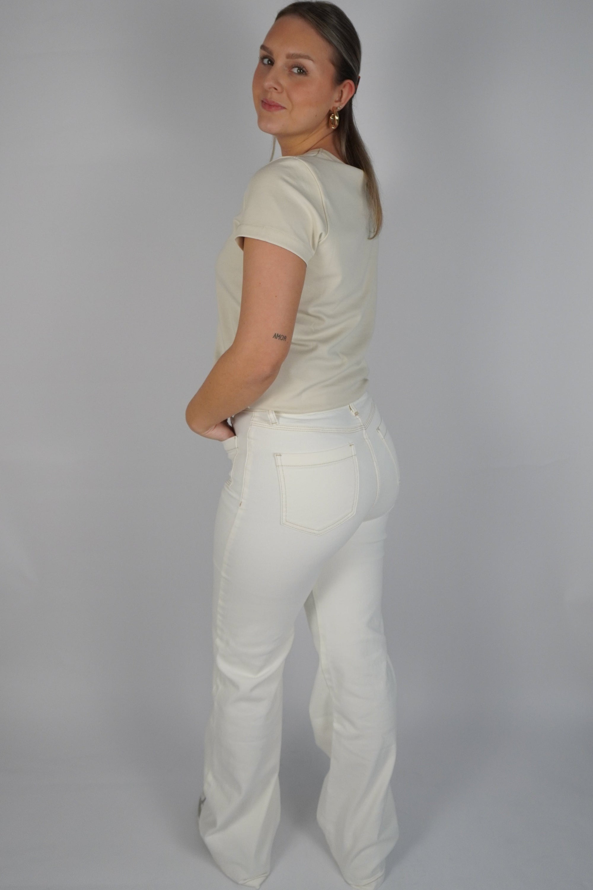 Wide flair Arne jeans - White